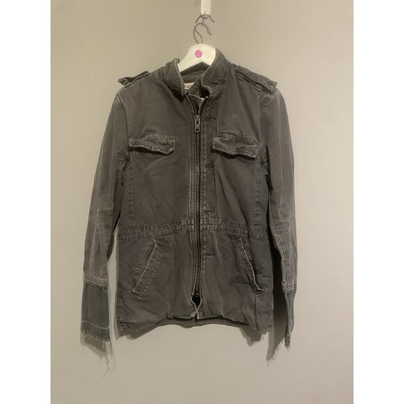 Nice‎ Collective Gray Distressed Utility jacket Small - Picture 1 of 13